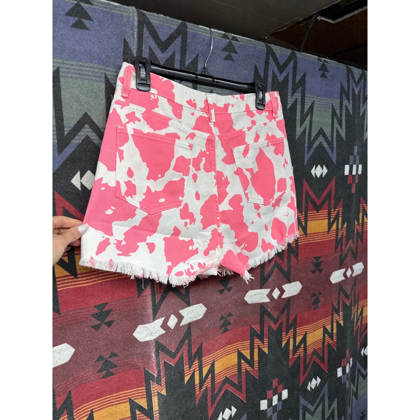 Cowgirl Pink White Cow Print Hot Buckle Bunny Sexy Western Rodeo Shorts Large