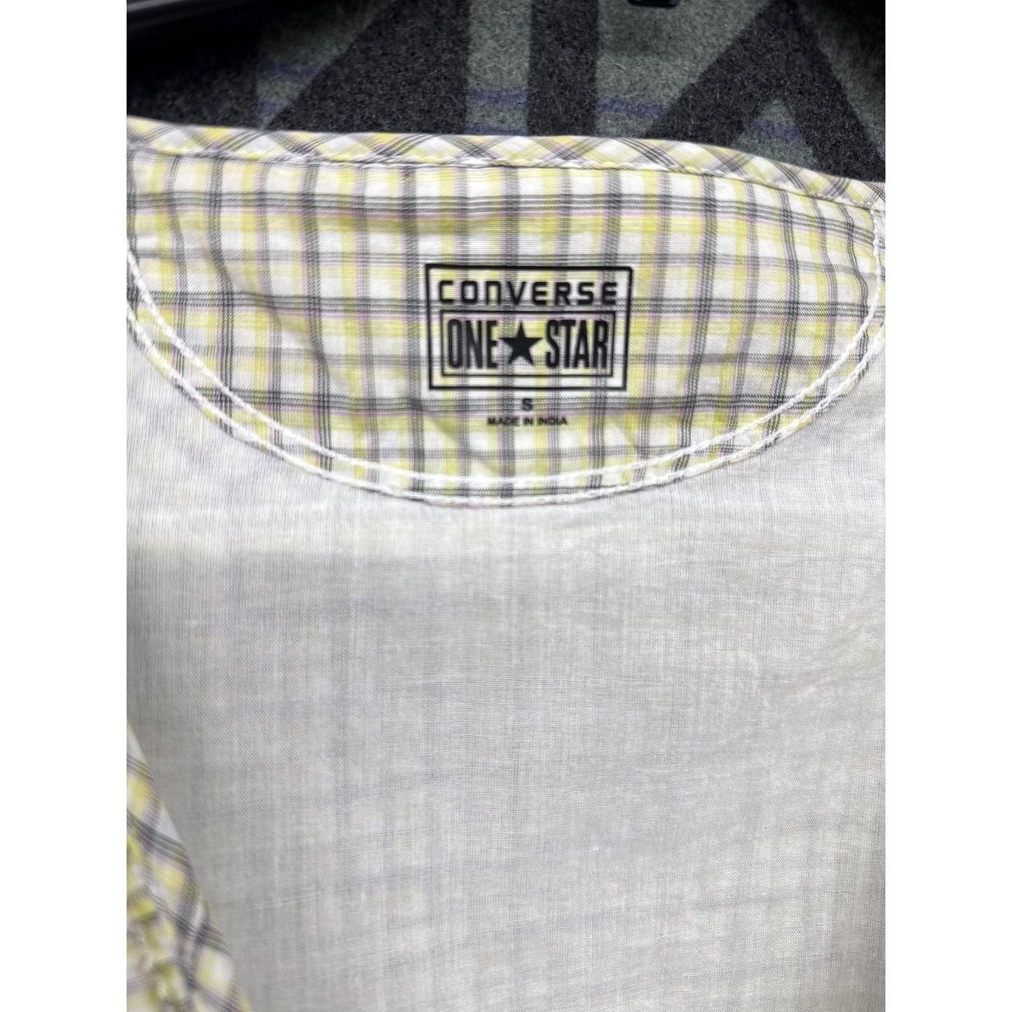 Converse Women Plaid Yellow Wrap Ruffle Mini Grunge Emo Dress Small Academia