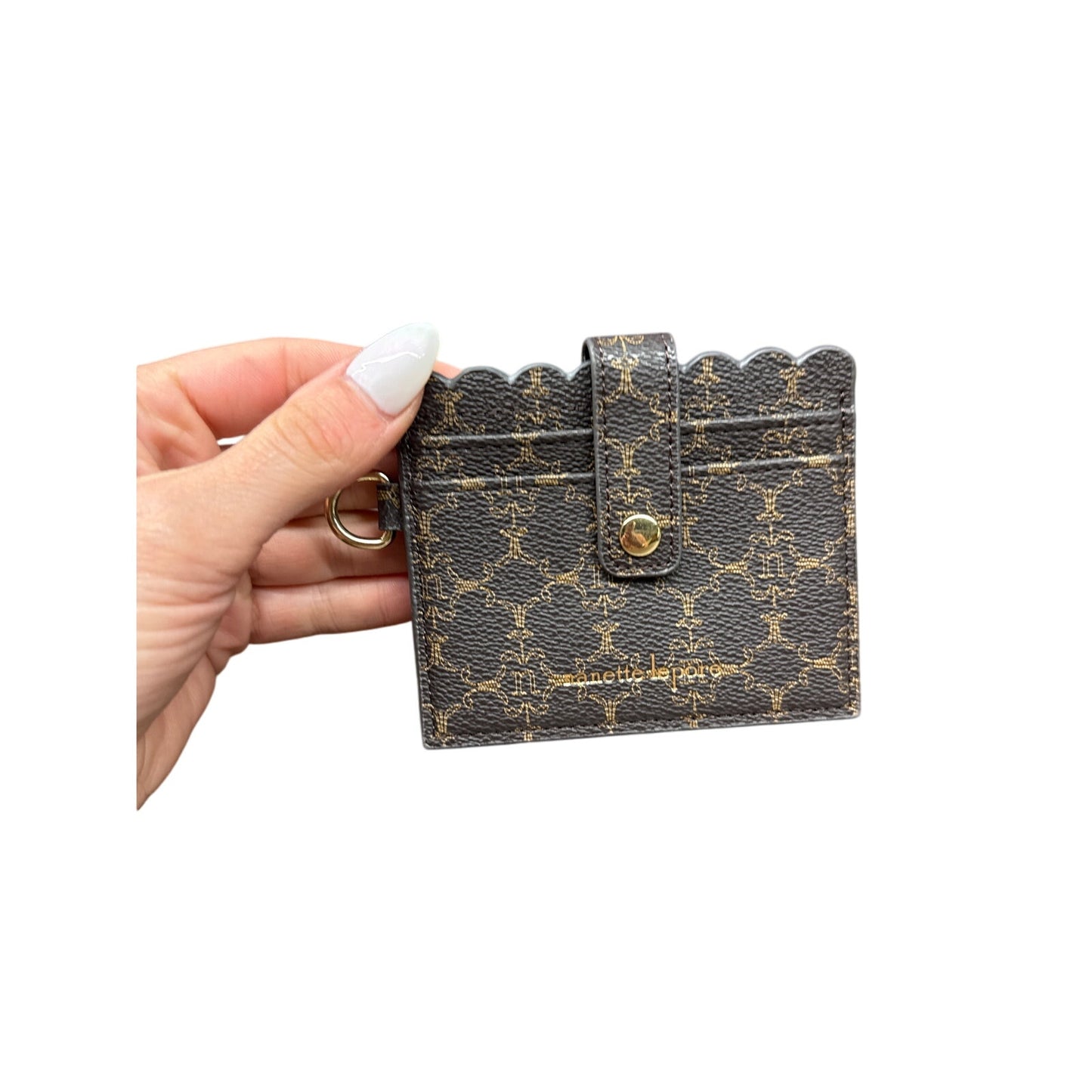 Nanette Lepore Scallop Brown Women's Multi Card Holder Purse Wallet Accessory
