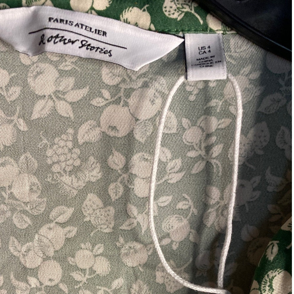 Paris Atelier & Other Stories Women's NWOT Green Fruit Novelty Print Dress 4