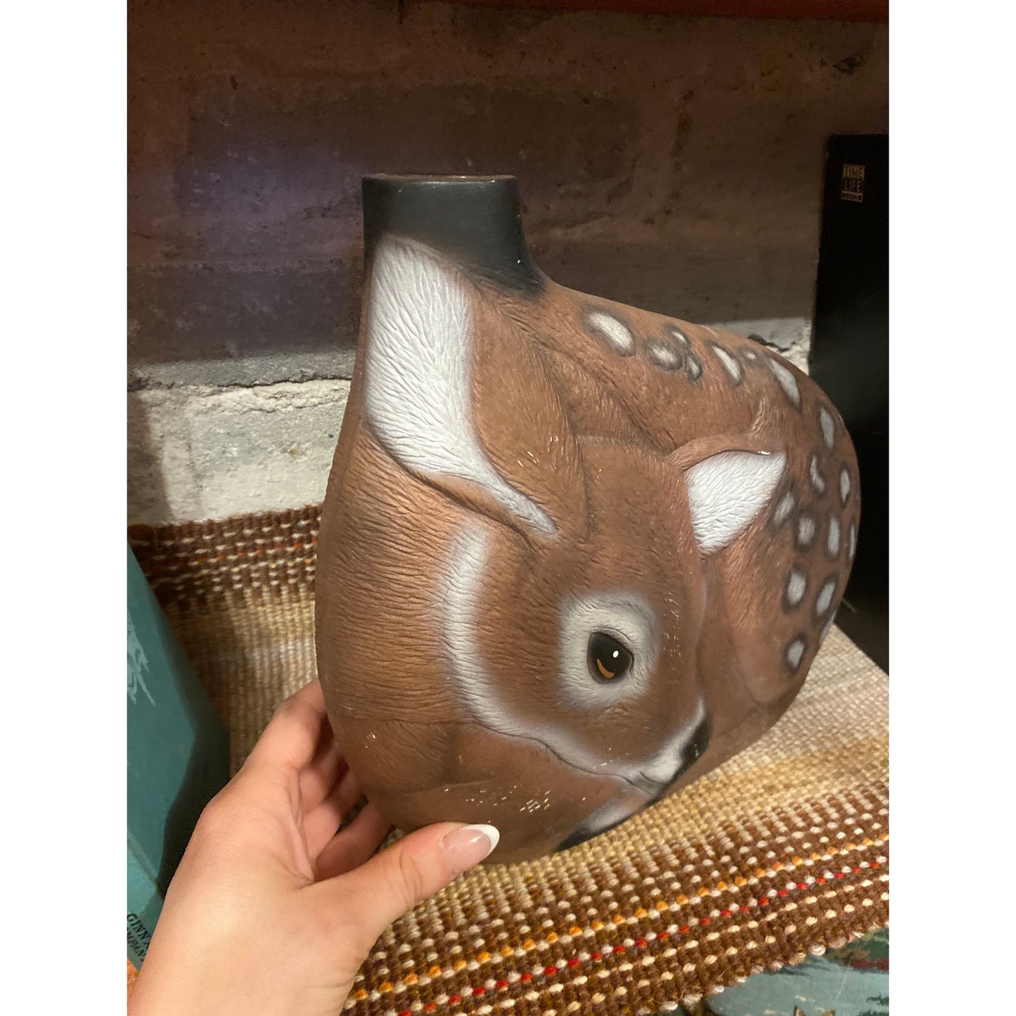 70s Vintage Nature Fawn White Tail Deer Whimsy Cabin Cottage Vase