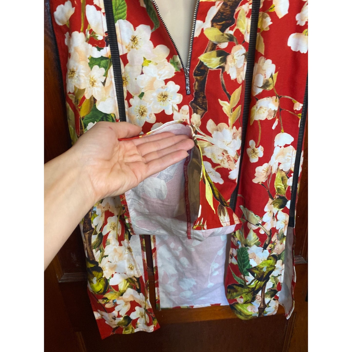 ABS Allen Schwartz Women's Bodycon Sexy Red Floral Asian Dress 10