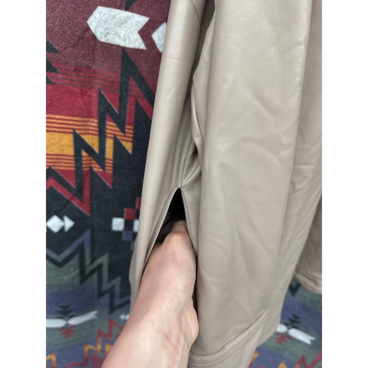 Lane Bryant Women's Taupe Faux Leather Tan Casual Lightweight Jacket 26/28