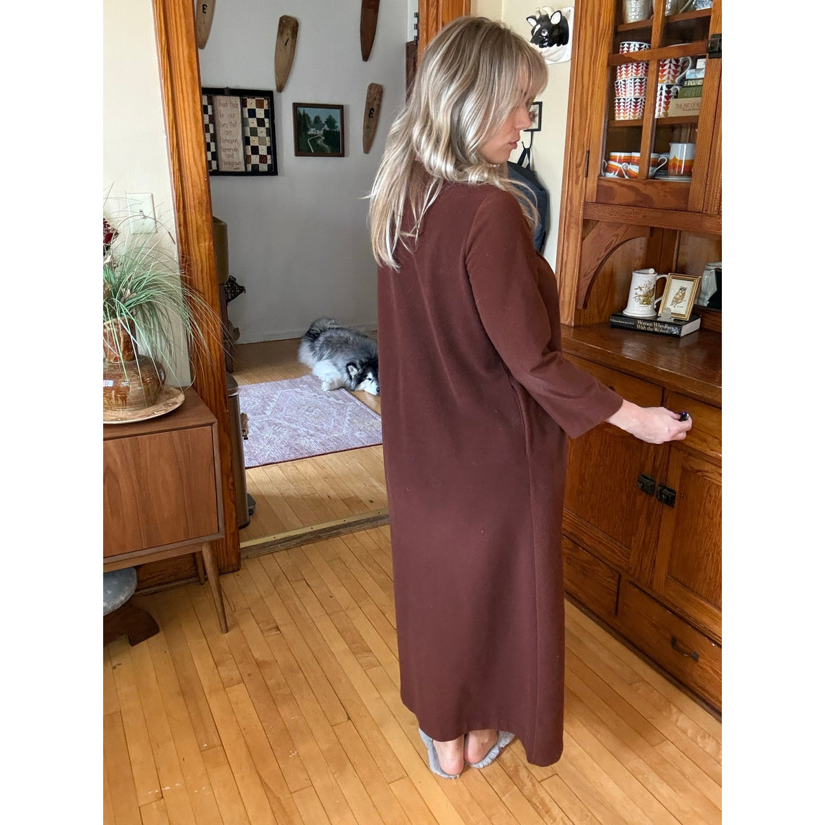 Vintage Kayser Large Brown Nightdress Robe Sleepwear Grease Coquette Cottage