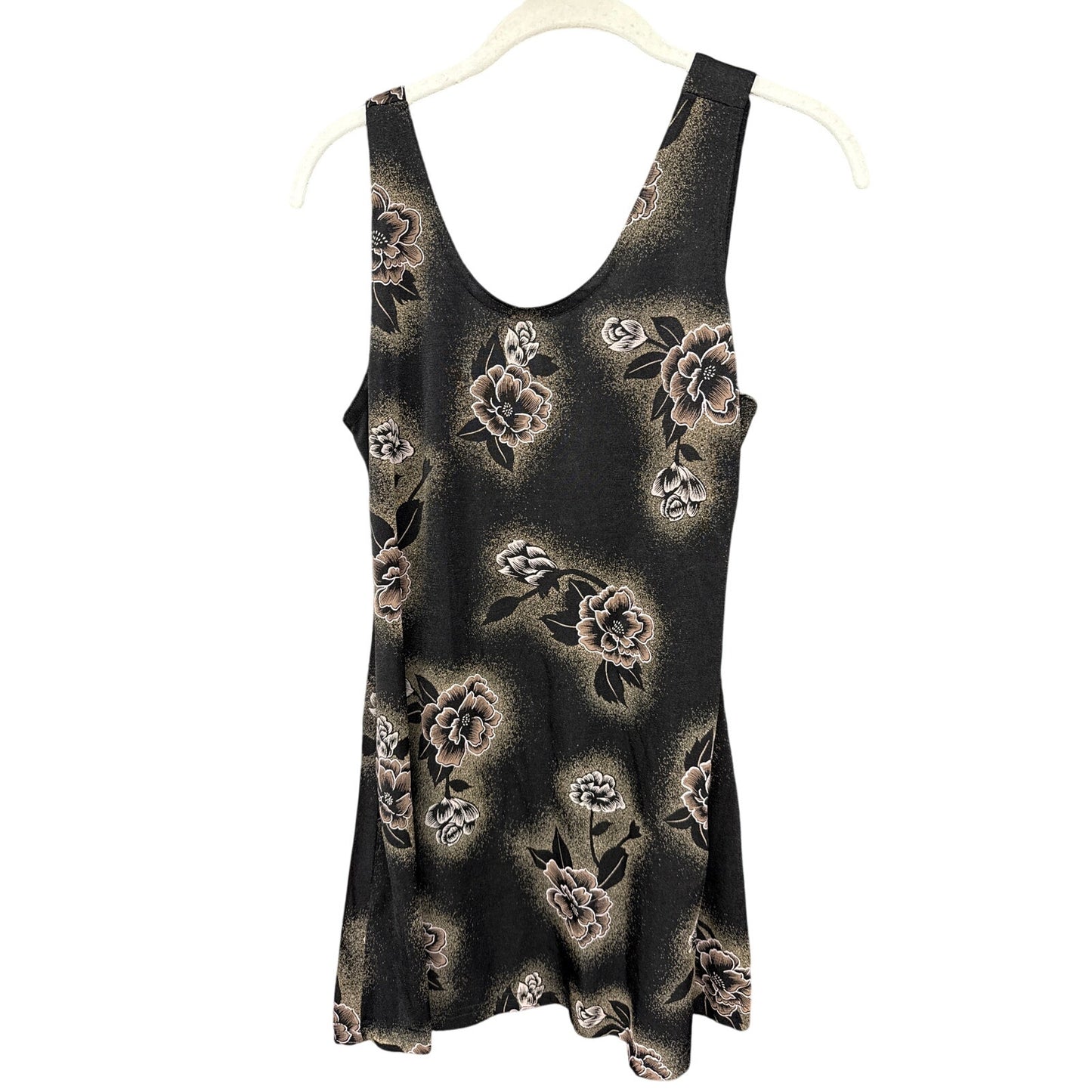 Vintage Y2K 90s Women's Black Rose Stretchy Whimsygoth Mini Dress Medium