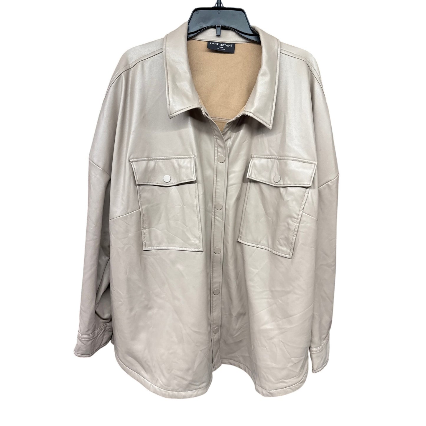 Lane Bryant Women's Taupe Faux Leather Tan Casual Lightweight Jacket 26/28