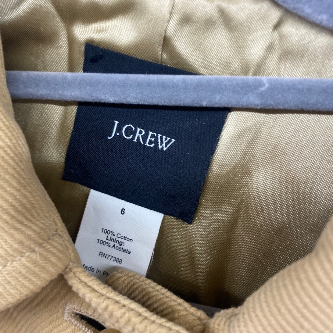 J. Crew Women's Tan Beige 6 Long Trench Coat All Seasons Cotton