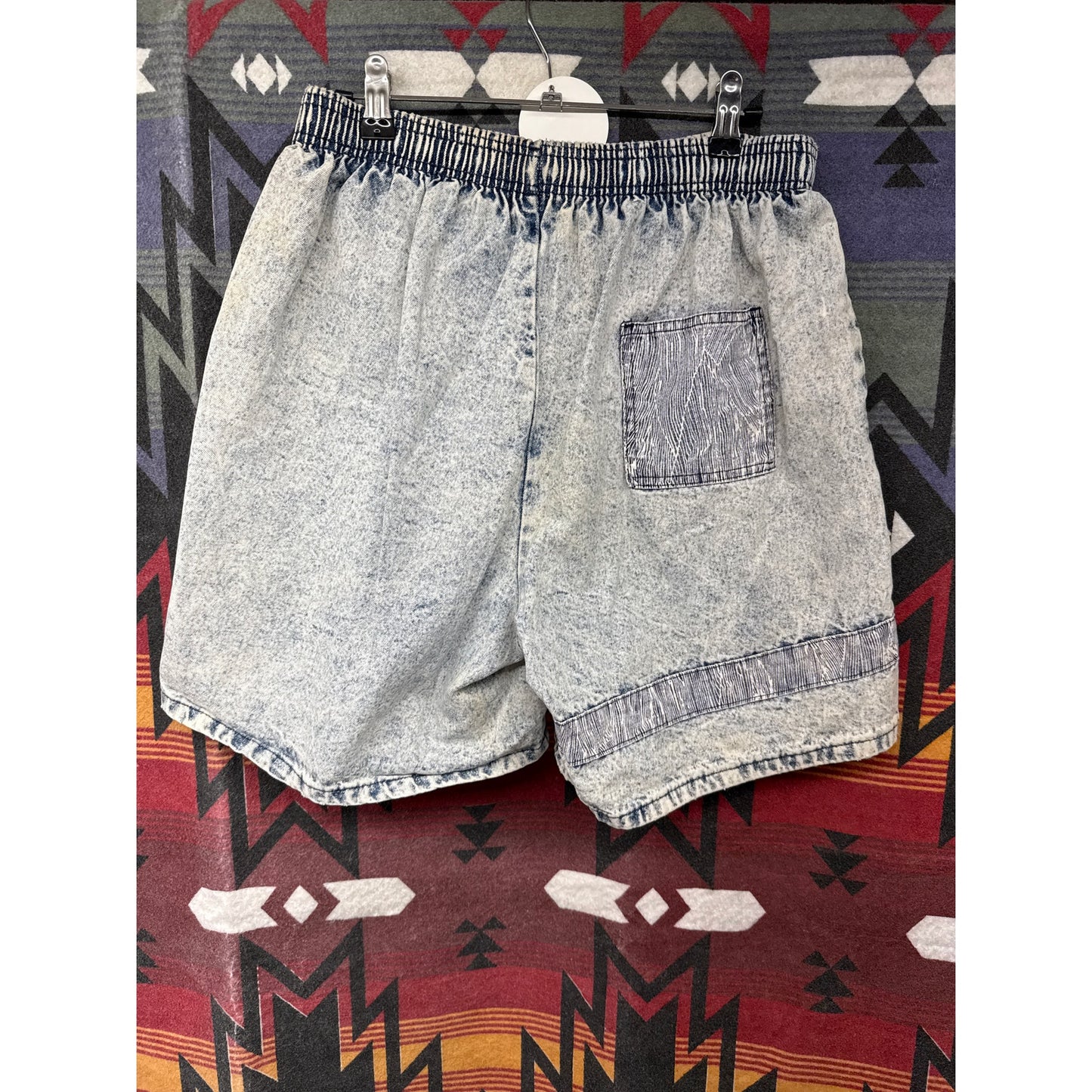 Vintage 80s 90s Unisex Denim Mom Shorts Skater Grunge Stripe Distressed Stretchy