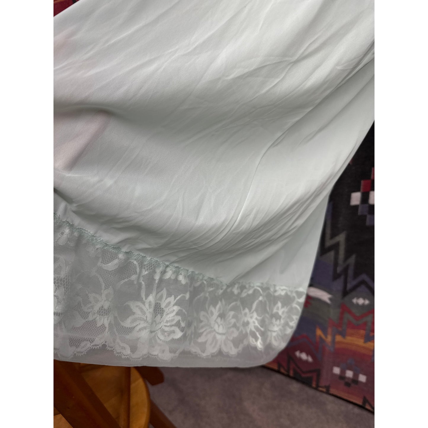 Vintage 90s Women Sheer Mint Nylon Lingerie Nightie Sexy Classy Floral