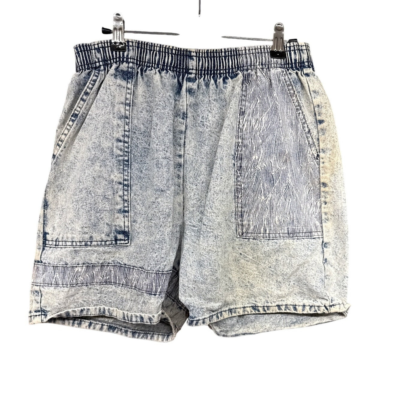 Vintage 80s 90s Unisex Denim Mom Shorts Skater Grunge Stripe Distressed Stretchy