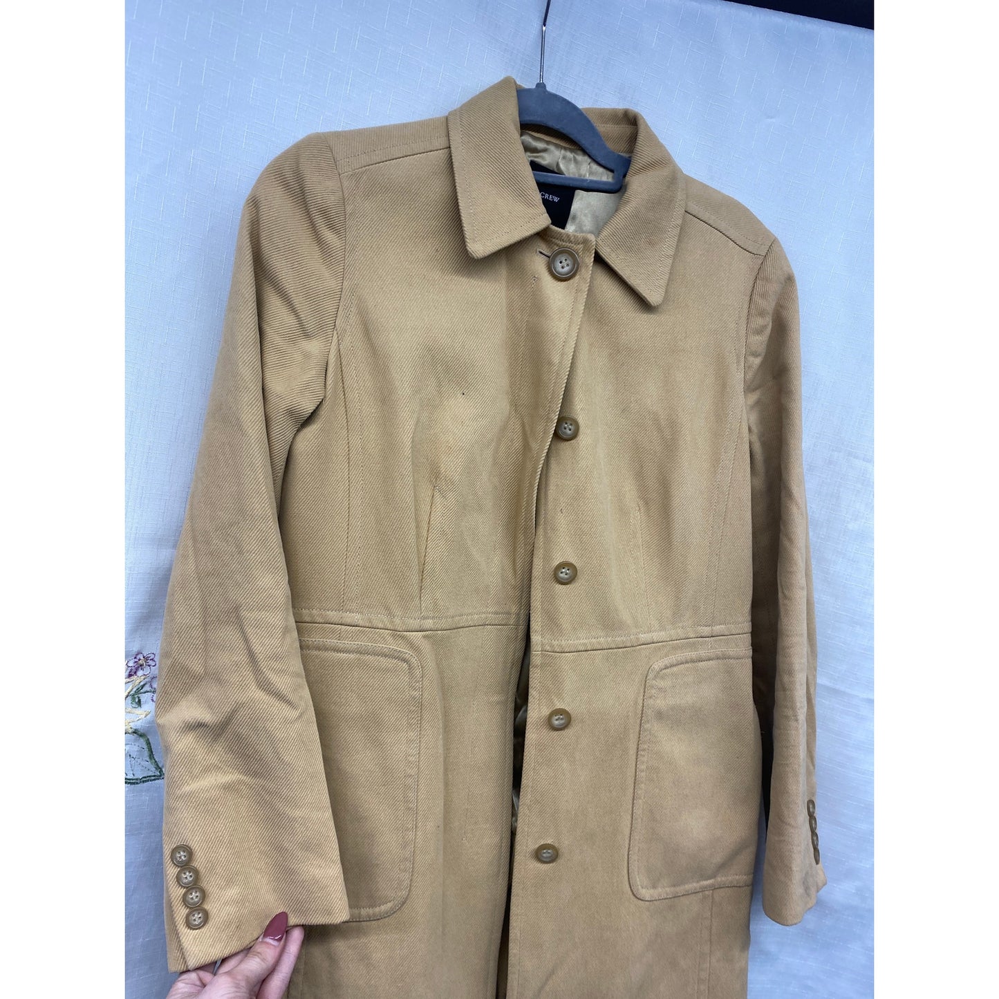 J. Crew Women's Tan Beige 6 Long Trench Coat All Seasons Cotton