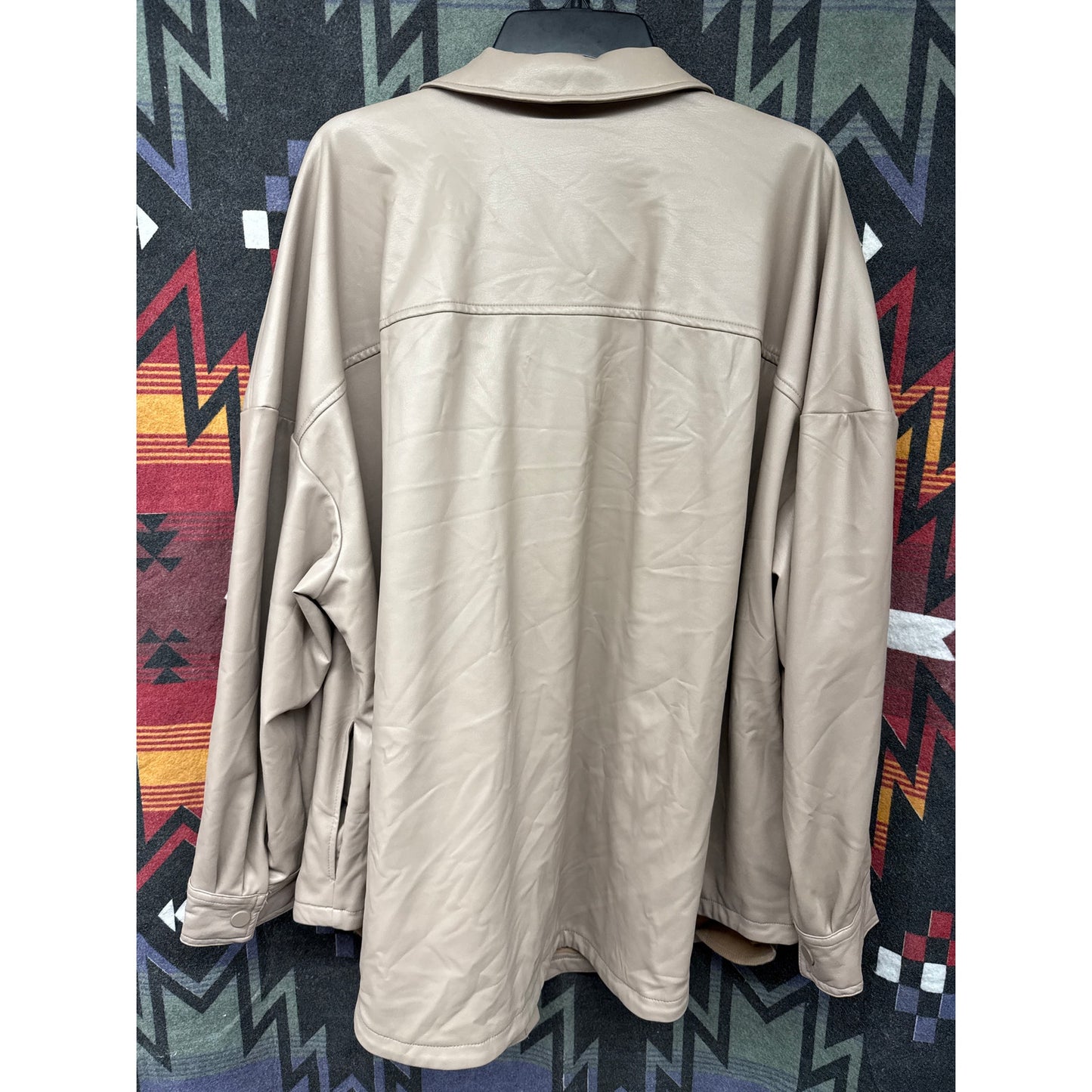 Lane Bryant Women's Taupe Faux Leather Tan Casual Lightweight Jacket 26/28