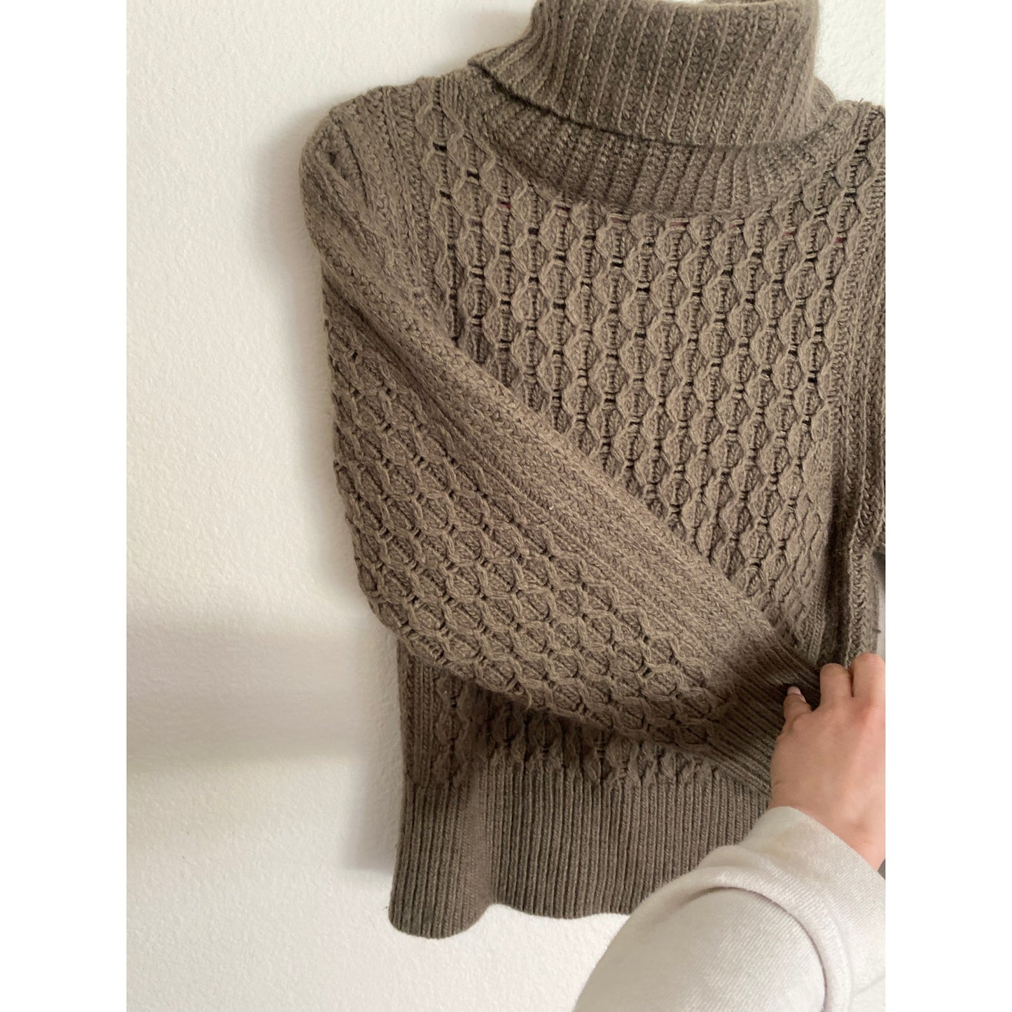 Banana Republic Sweater Cable Knit Fisherman Tiger Eye Green Italian Wool Medium