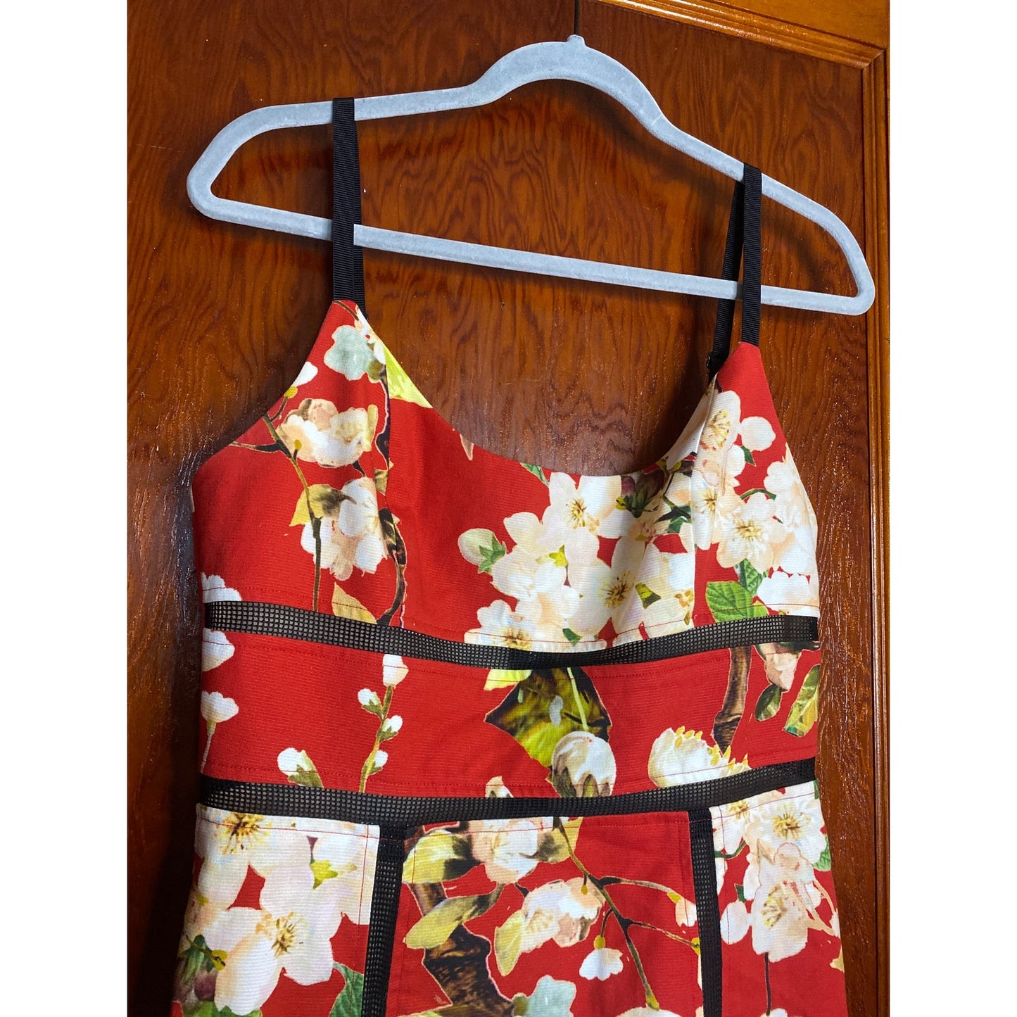 ABS Allen Schwartz Women's Bodycon Sexy Red Floral Asian Dress 10