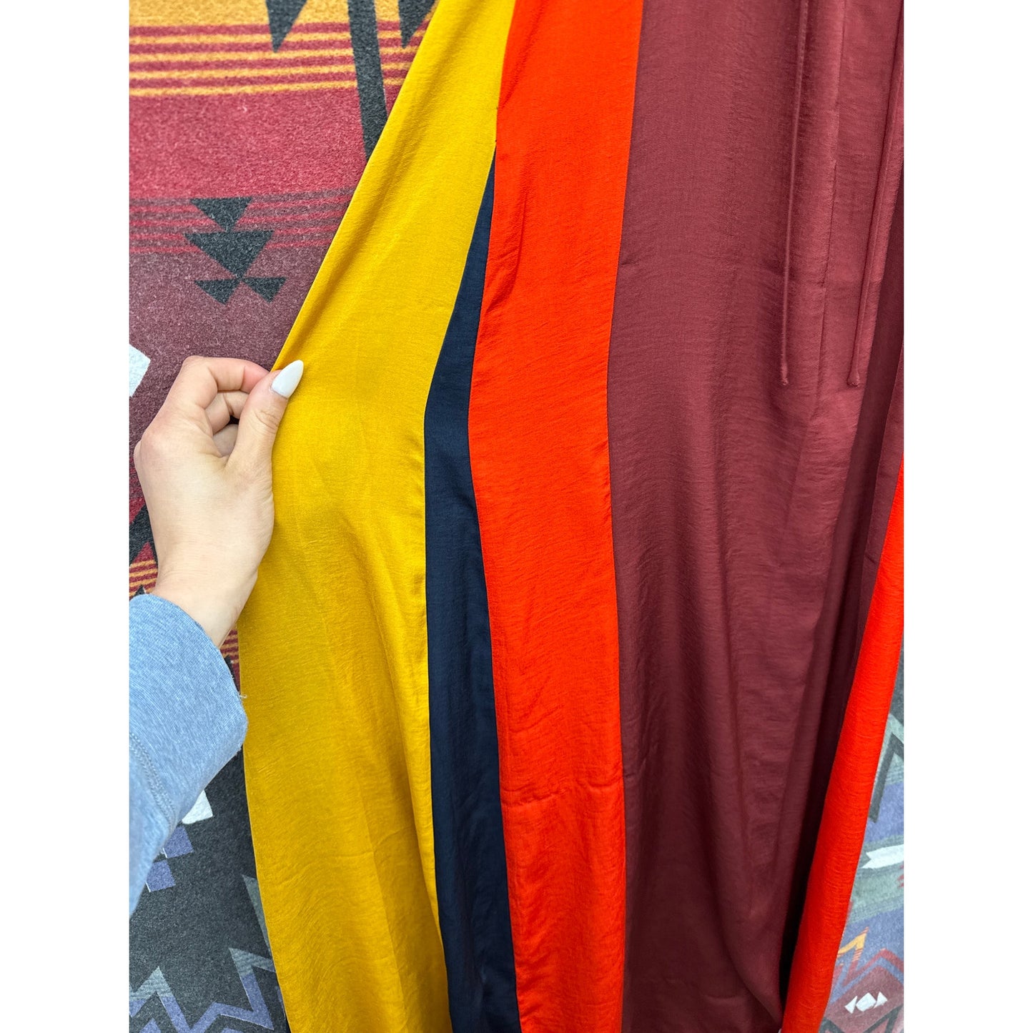 Banana Republic Women's Small Dress Striped Flowy Shift Dress Red Mustard Yellow