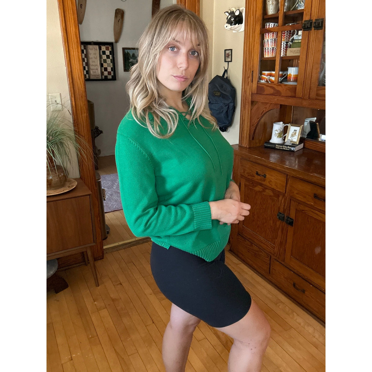 Vtg Lauren Ralph Lauren Sweater Large Kelly Green Monogram Academic Golf Preppy