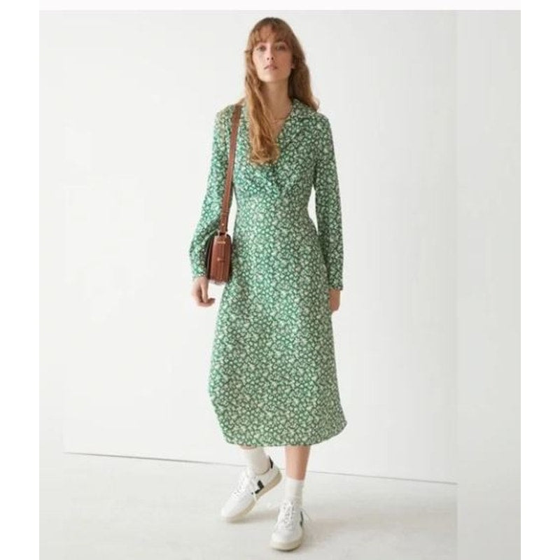Paris Atelier & Other Stories Women's NWOT Green Fruit Novelty Print Dress 4