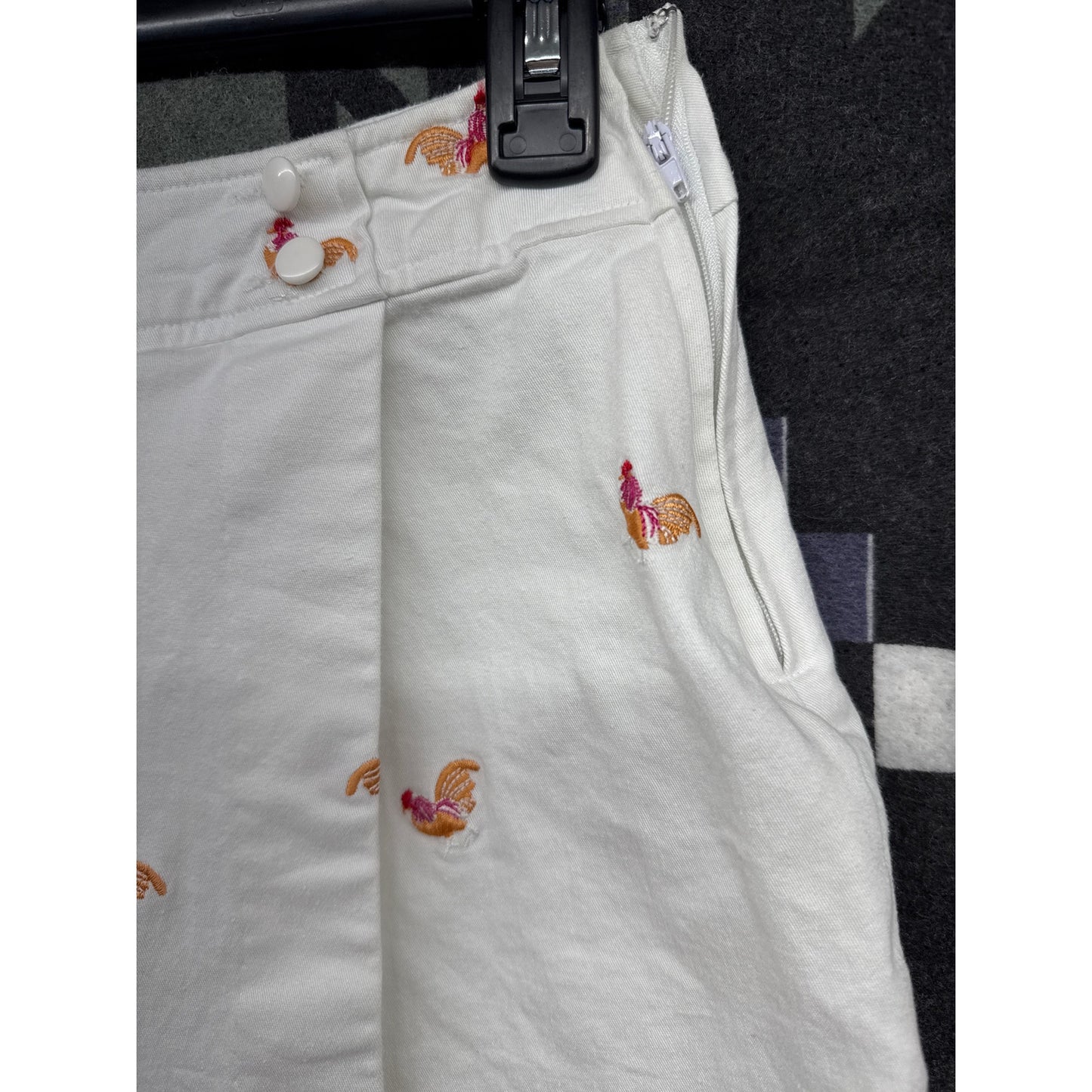 90s Larry Levine Stretch Women's White Mini Skirt Wrap Skort Chicken 10