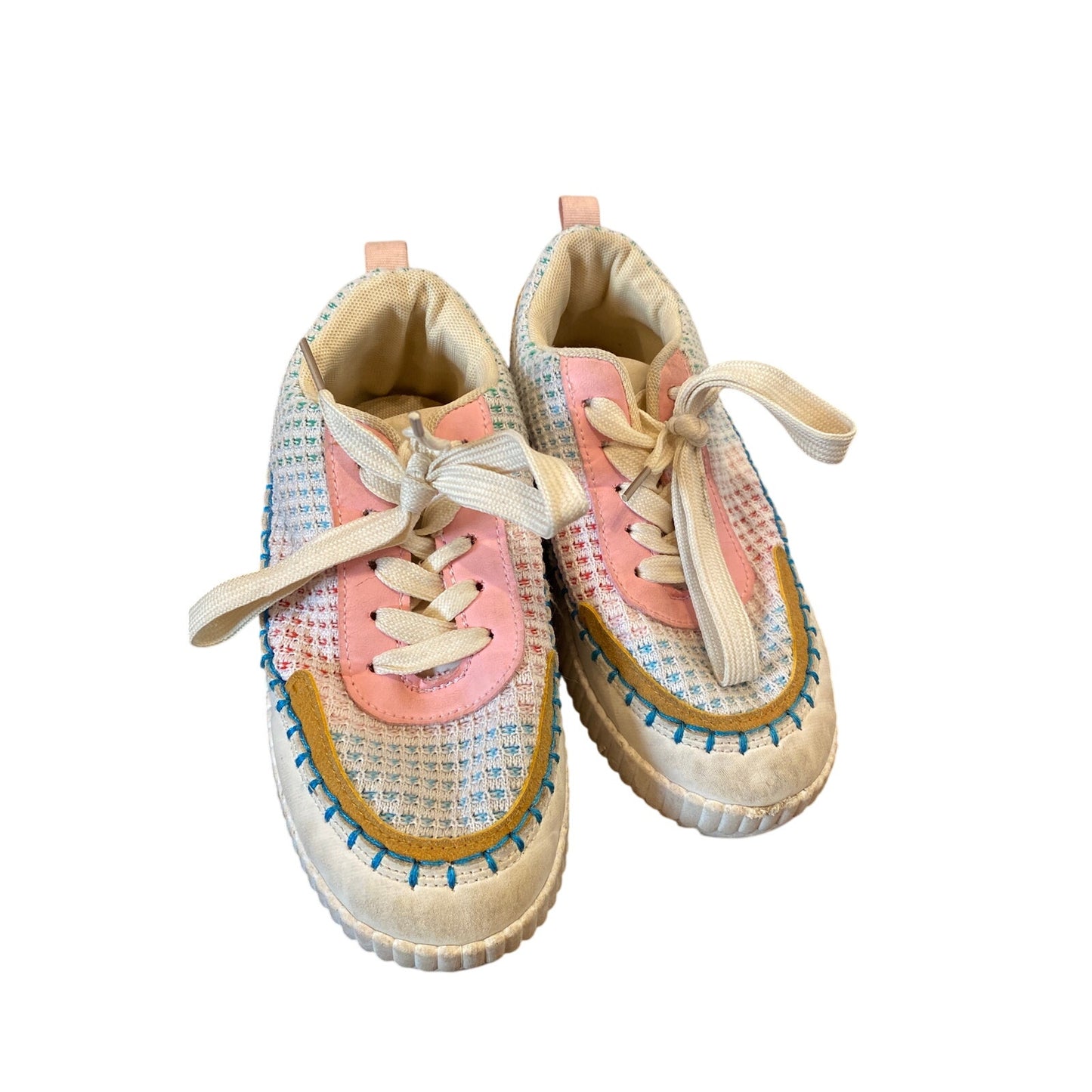 Nicole Miller Girls Patchwork Quirky Eclectic Sneakers 3 Adorable GrannyCore