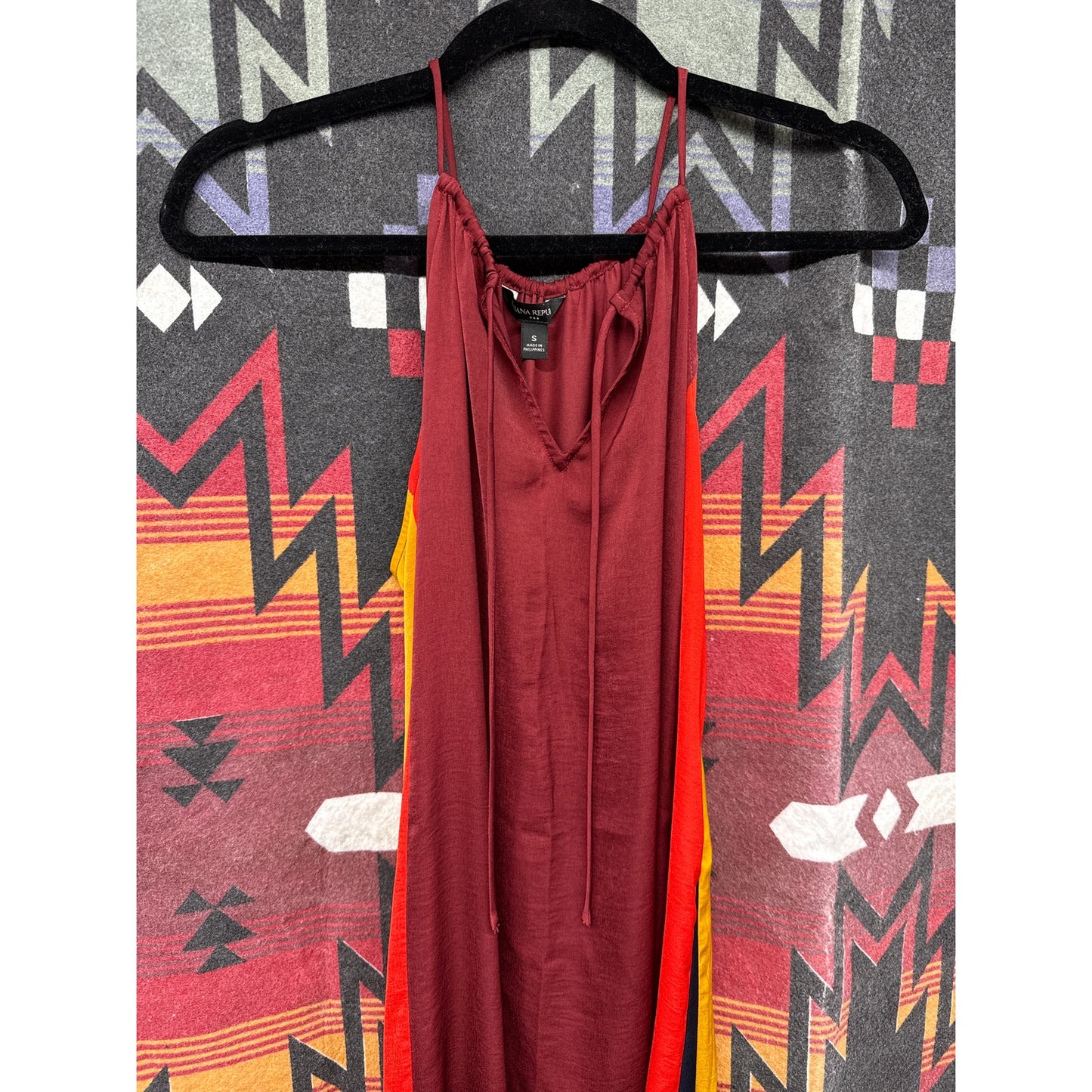 Banana Republic Women's Small Dress Striped Flowy Shift Dress Red Mustard Yellow