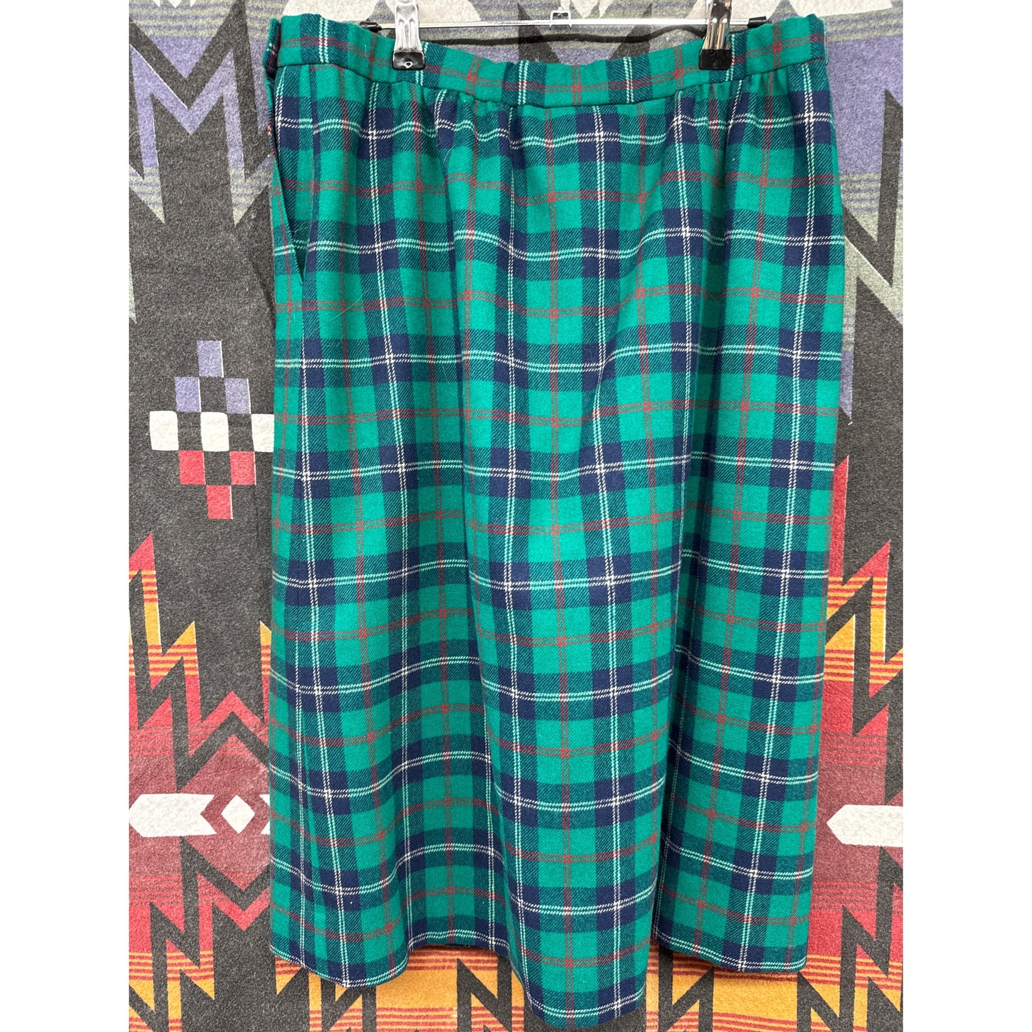 Pendleton Pencil Skirt Tartan Plaid Scottish Wool 16 Vintage Academia Green
