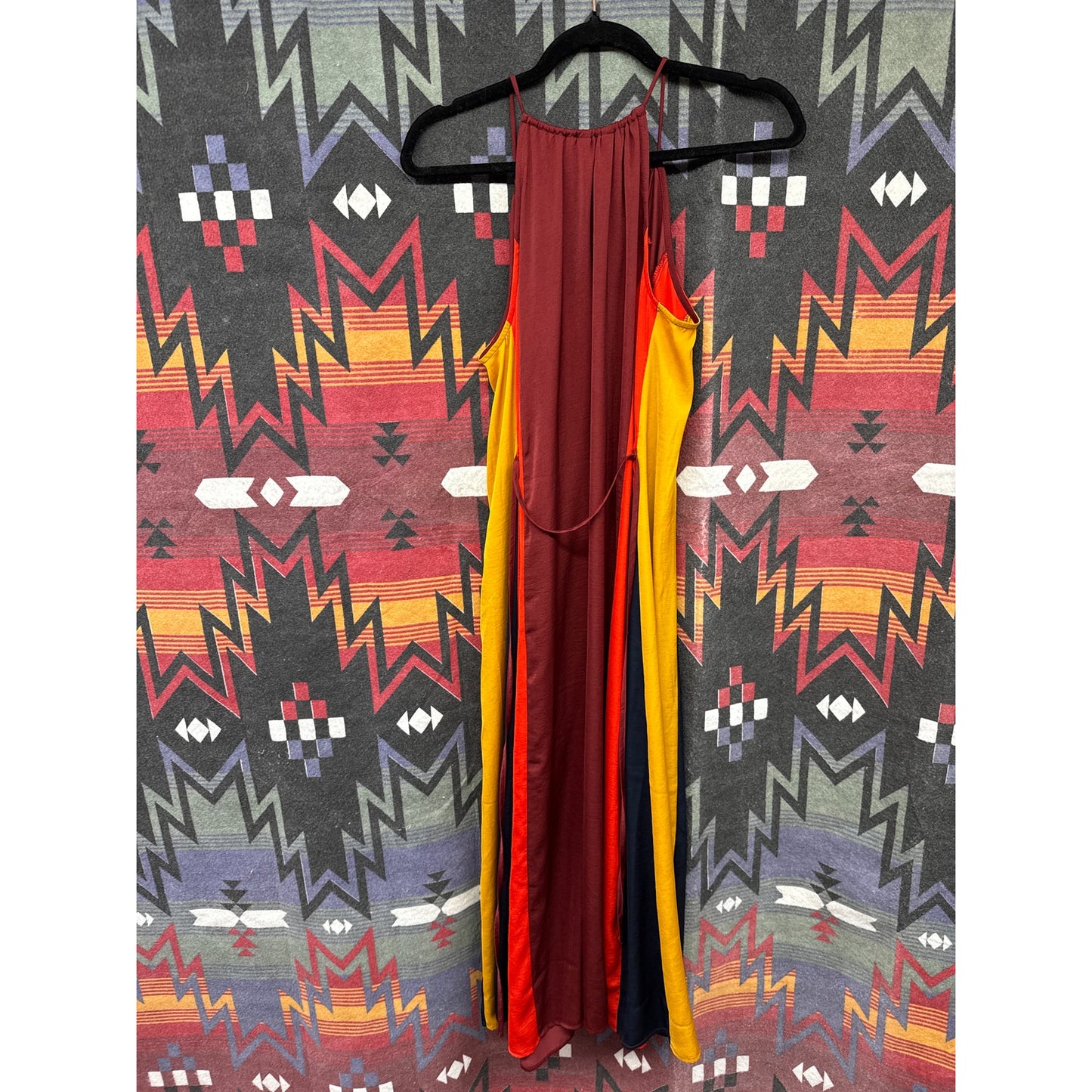 Banana Republic Women's Small Dress Striped Flowy Shift Dress Red Mustard Yellow