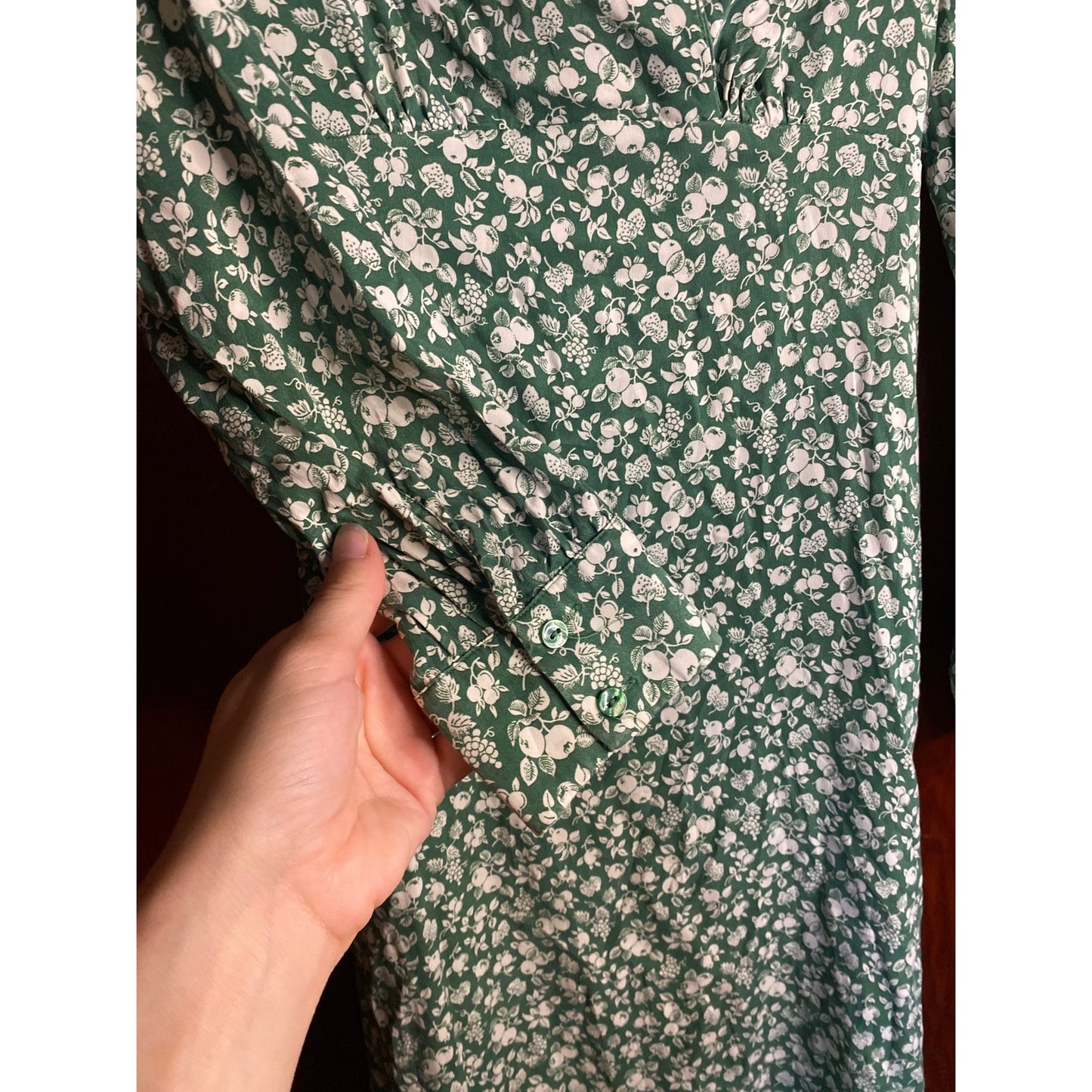 Paris Atelier & Other Stories Women's NWOT Green Fruit Novelty Print Dress 4