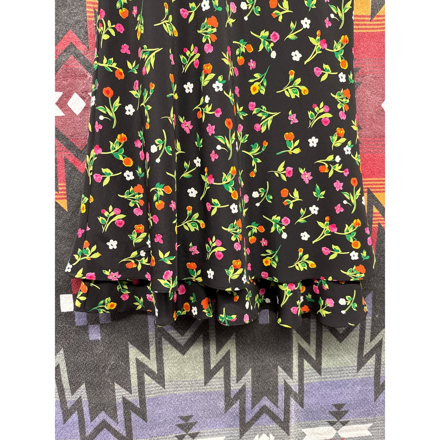 90s Vintage Hampton Dress Co Black Floral Mini Dress Girly Fairy Garden