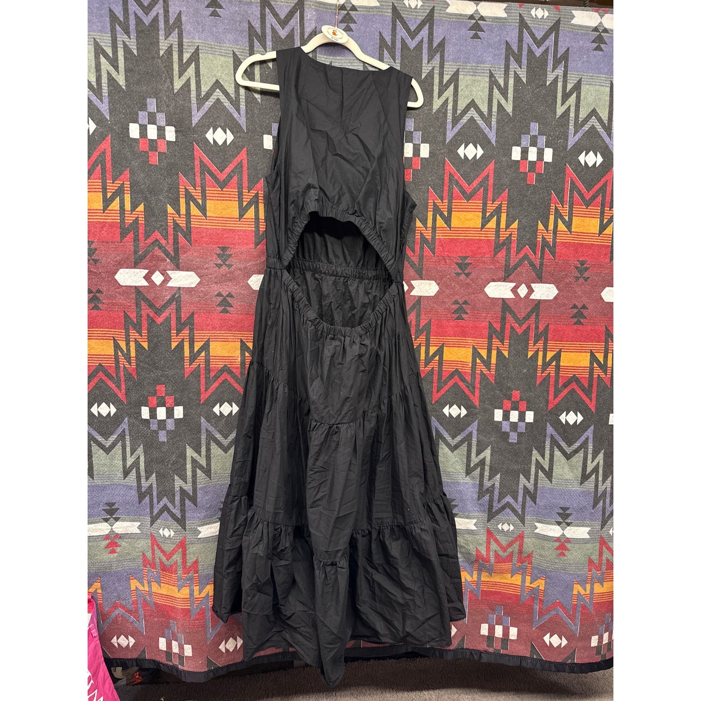 On 34th Women's XXL Black Tiered Summer Sun Dress Flowy Keyhole Back Stretchy