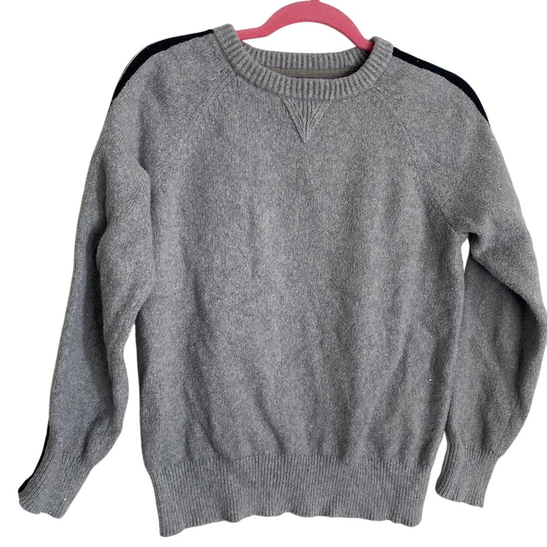 Brochu Walker Women's Wool Blend Sweater Size S Gray Stripe Sleeves Quiet Luxury