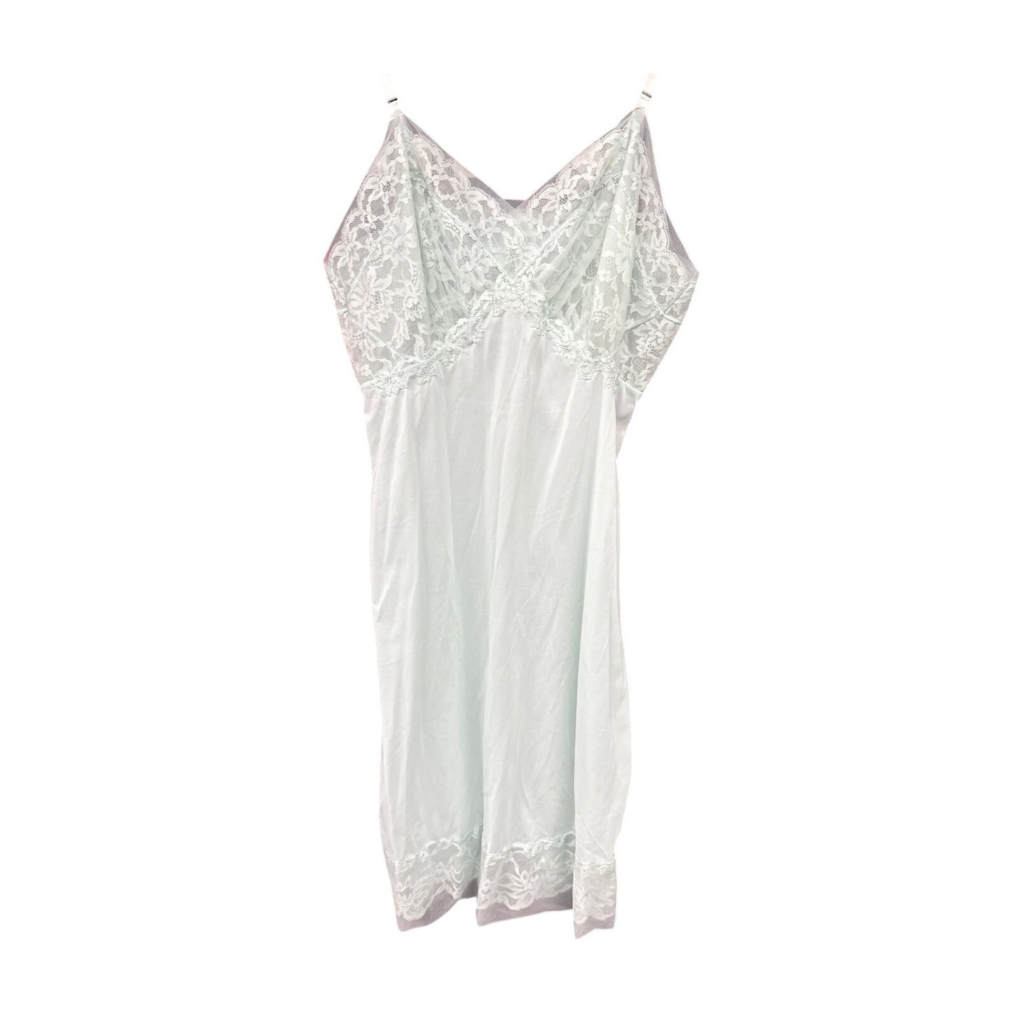 Vintage 90s Women Sheer Mint Nylon Lingerie Nightie Sexy Classy Floral