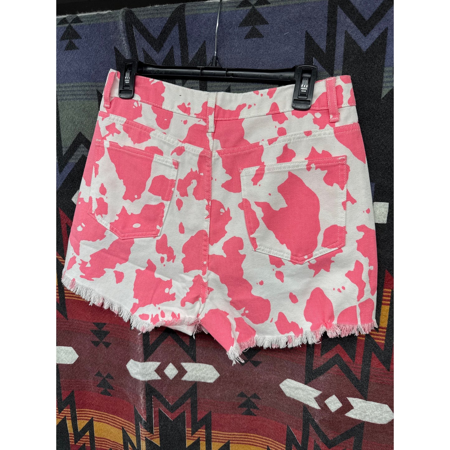 Cowgirl Pink White Cow Print Hot Buckle Bunny Sexy Western Rodeo Shorts Large