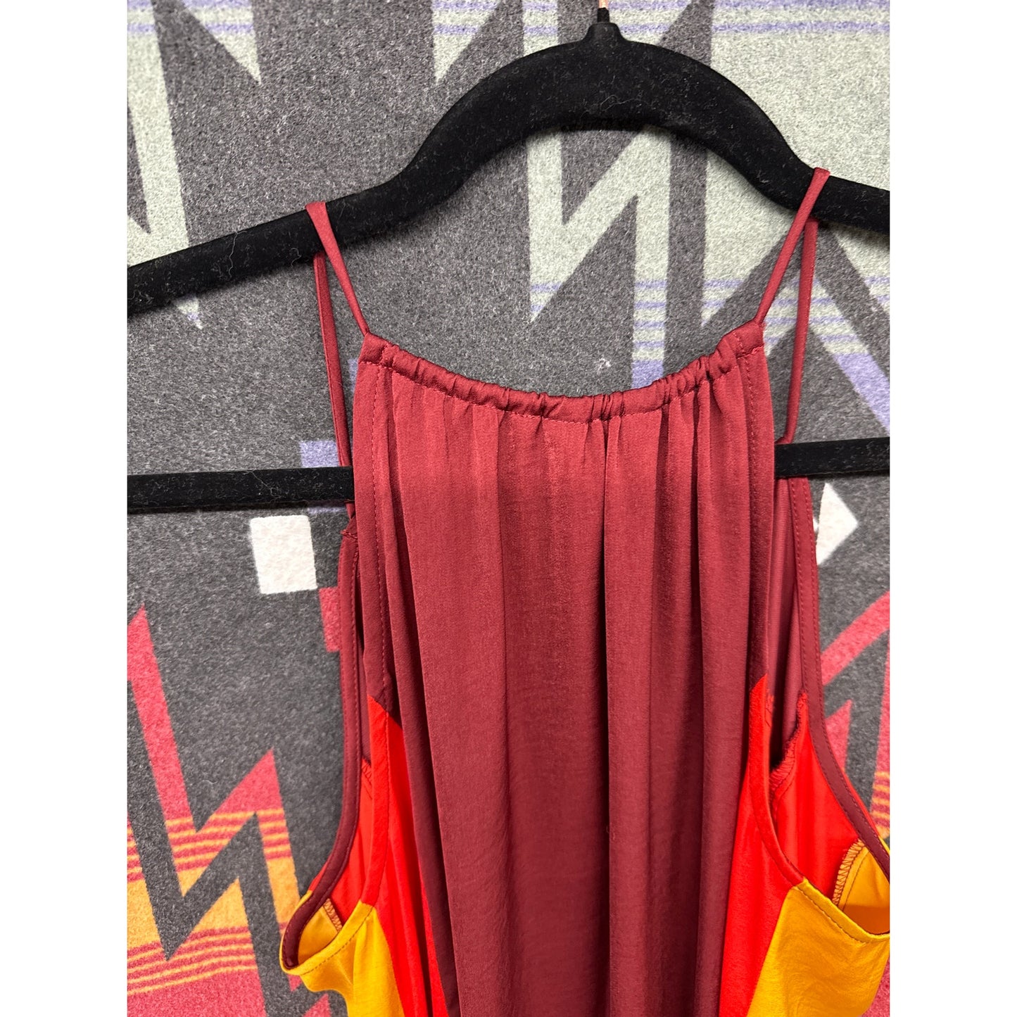 Banana Republic Women's Small Dress Striped Flowy Shift Dress Red Mustard Yellow