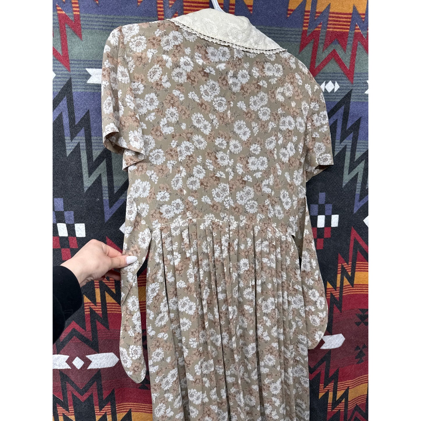 Vintage 90s Colle Poi Women's Peter Pan Collared Dress Cottage Milkmaid Prairie