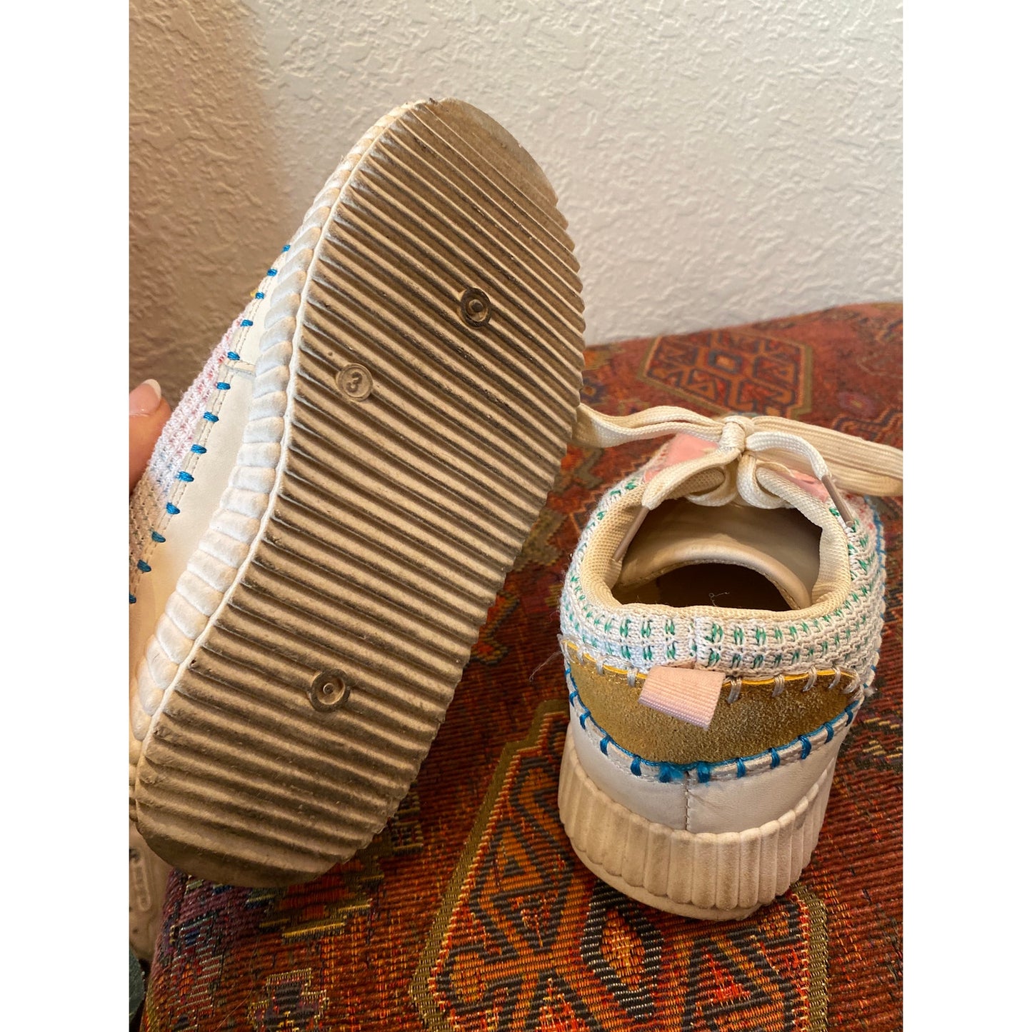 Nicole Miller Girls Patchwork Quirky Eclectic Sneakers 3 Adorable GrannyCore