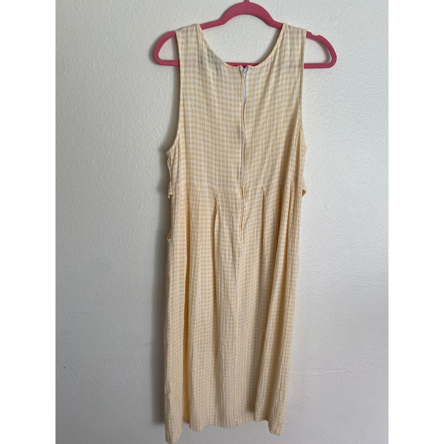 Vintage Alexandra Lee 90s Plaid Gingham Yellow White Dress