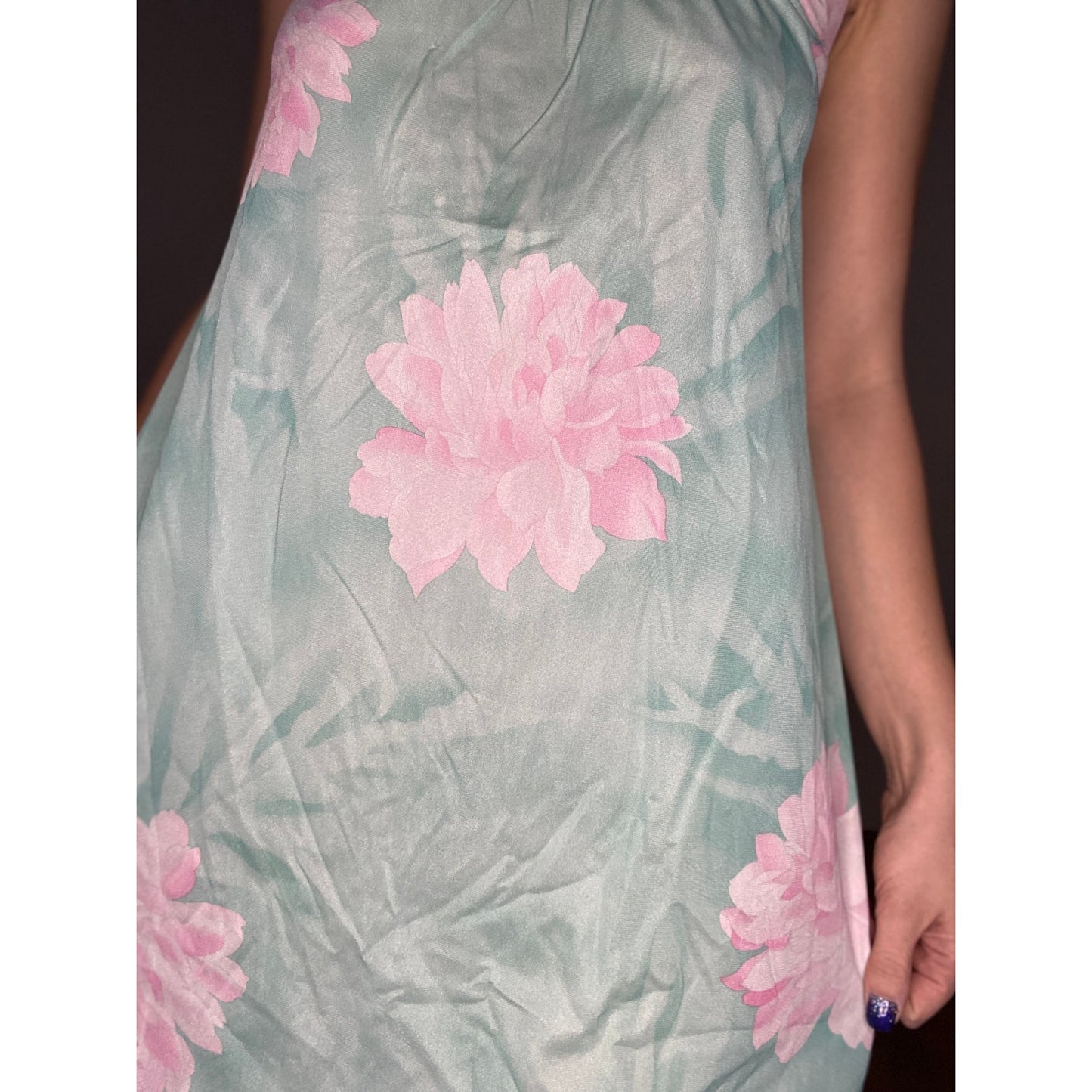 VINTAGE Mint Floral 2 Piece Nightgown Housecoat 70s Medium