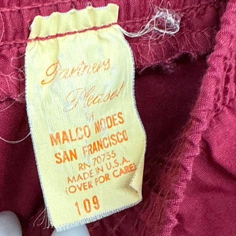 70s Vtg Partners Please Square Dancing Ruffle Tier Mini Skirt M Maroon Western