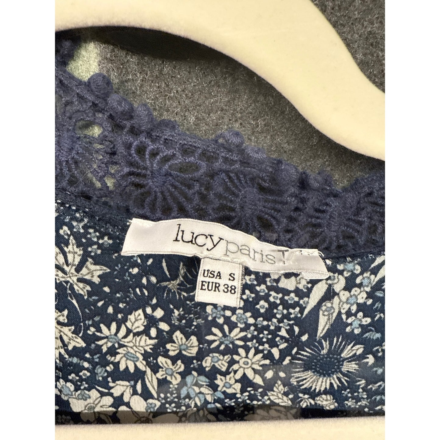 Lucy Paris Women's Sheer Blue Prairie Cottage Hippie Fairy Lace Mini Small Dress
