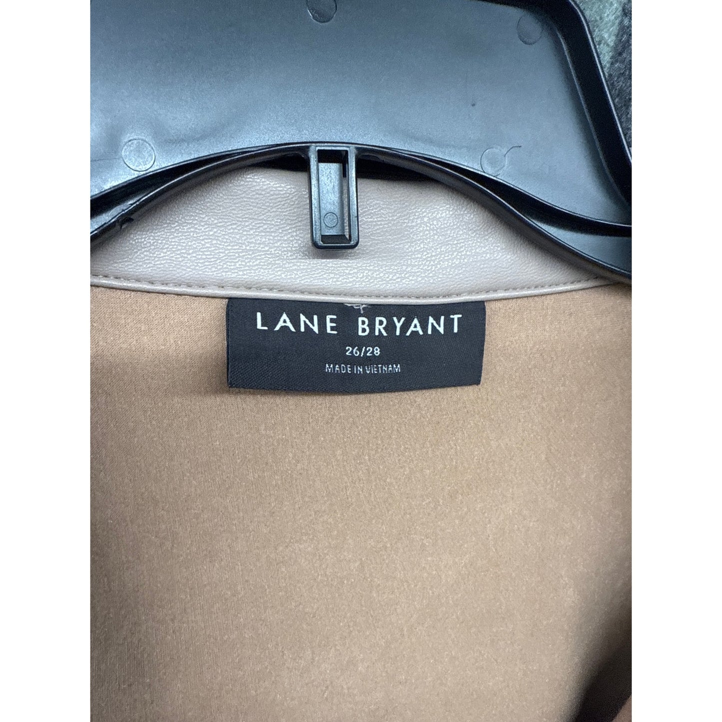 Lane Bryant Women's Taupe Faux Leather Tan Casual Lightweight Jacket 26/28