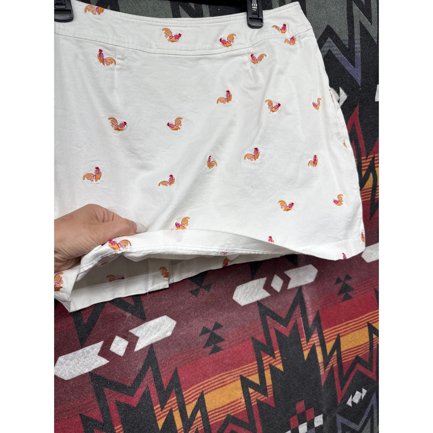 90s Larry Levine Stretch Women's White Mini Skirt Wrap Skort Chicken 10