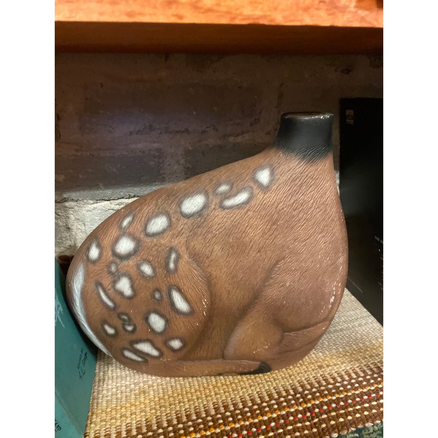 70s Vintage Nature Fawn White Tail Deer Whimsy Cabin Cottage Vase