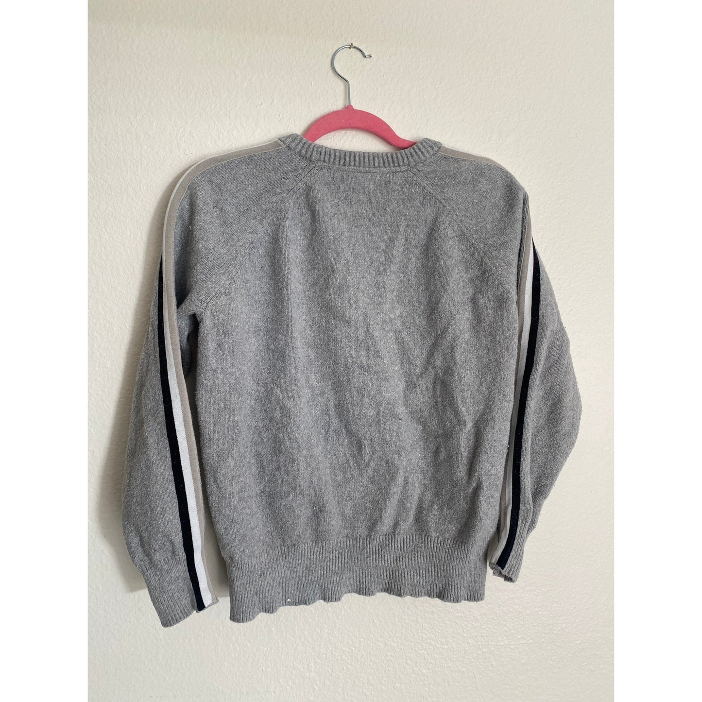 Brochu Walker Women's Wool Blend Sweater Size S Gray Stripe Sleeves Quiet Luxury