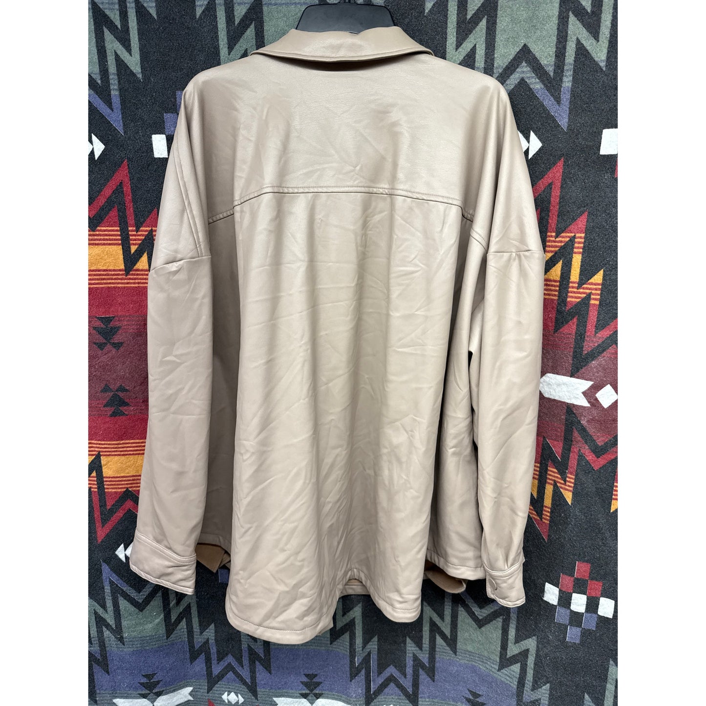 Lane Bryant Women's Taupe Faux Leather Tan Casual Lightweight Jacket 26/28