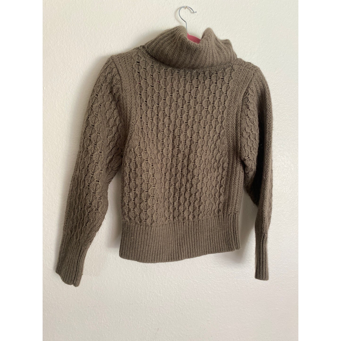 Banana Republic Sweater Cable Knit Fisherman Tiger Eye Green Italian Wool Medium