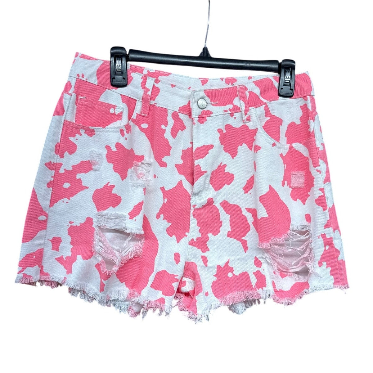 Cowgirl Pink White Cow Print Hot Buckle Bunny Sexy Western Rodeo Shorts Large