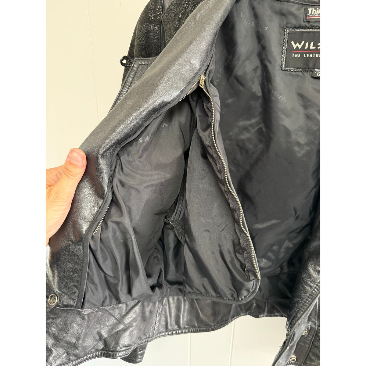 Wilson’s Womens Leather Vintage Black Leather Moto Jacket Medium Suede