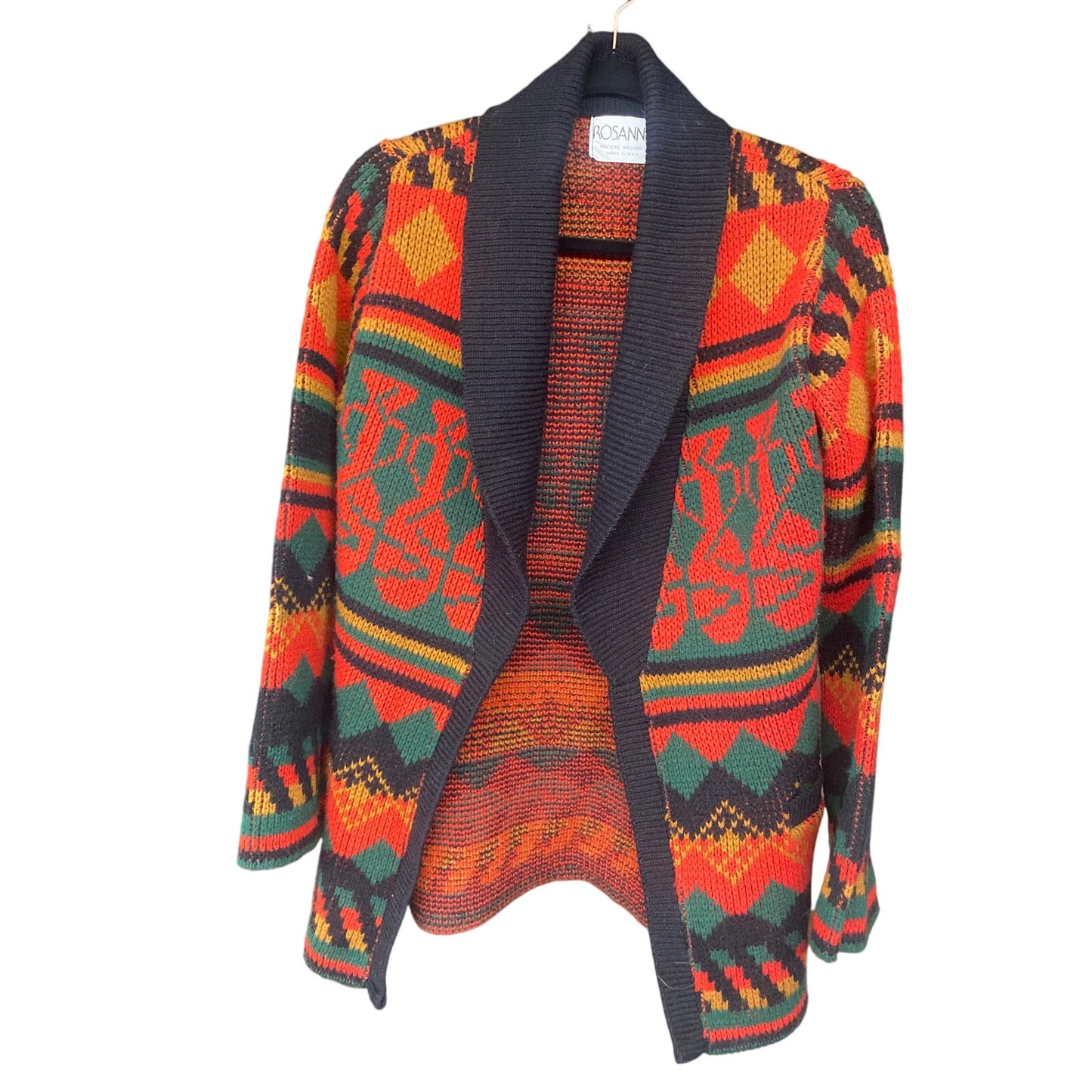 70s Vintage Rosanna Red Unisex Retro Boho Indie Tribal Western Cardigan Medium