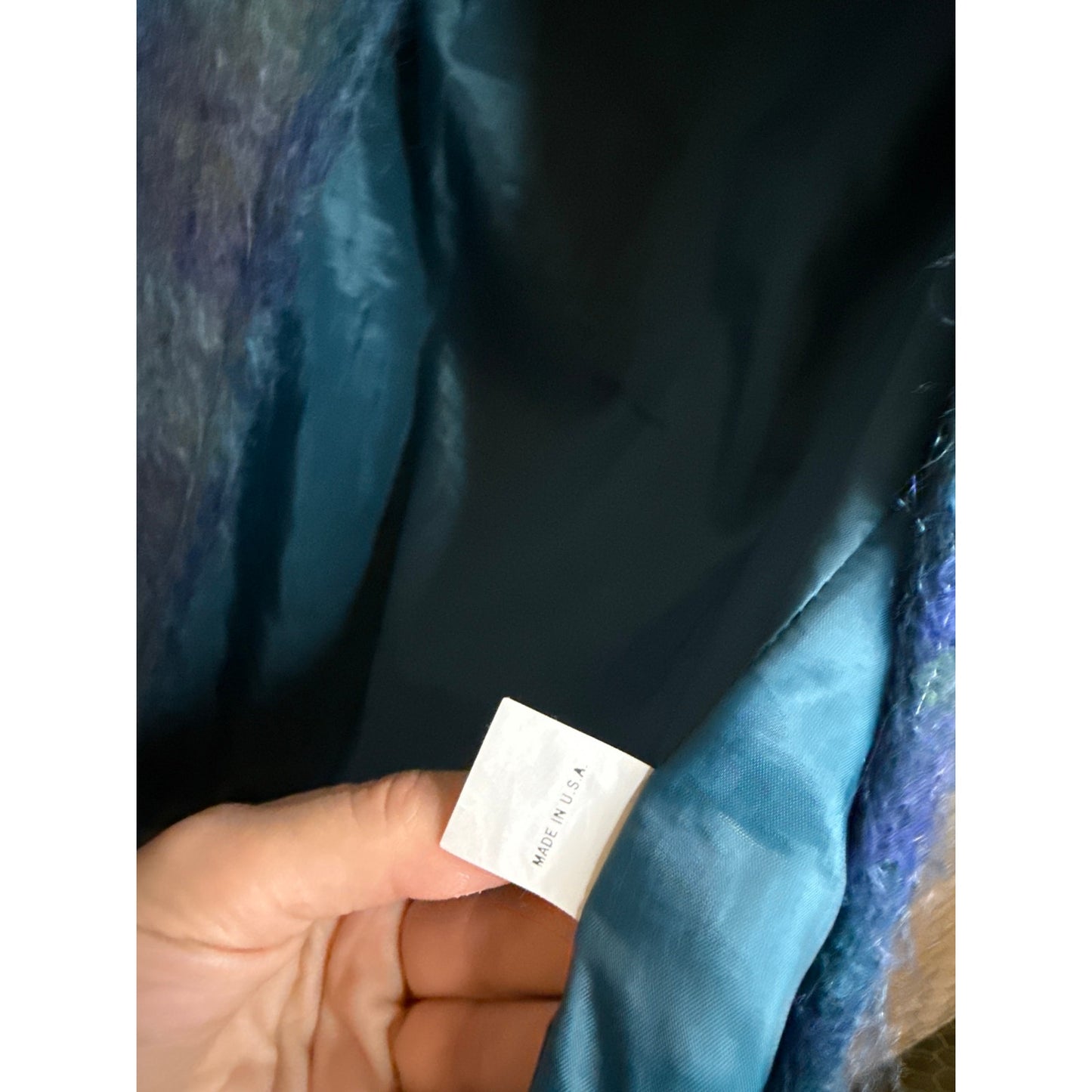 Doncaster Women's Vintage Open Jacket, Size 14, Blue Green Mohair