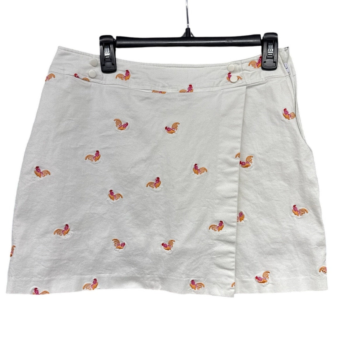 90s Larry Levine Stretch Women's White Mini Skirt Wrap Skort Chicken 10